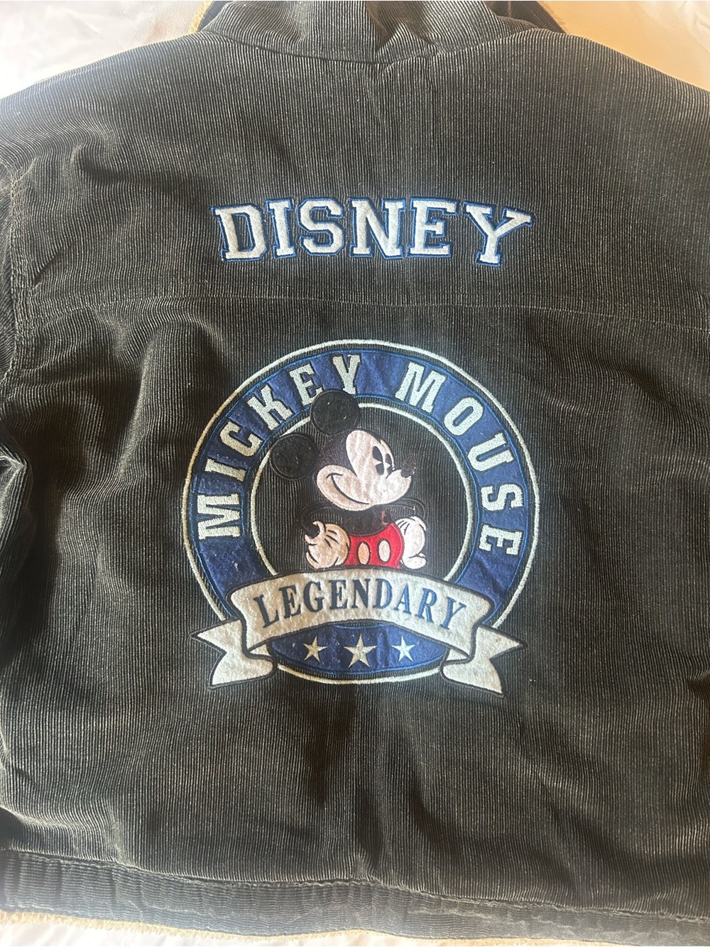 Disney Grey Corduroy Jacket with Blue & Red Mickey Graphic vintage